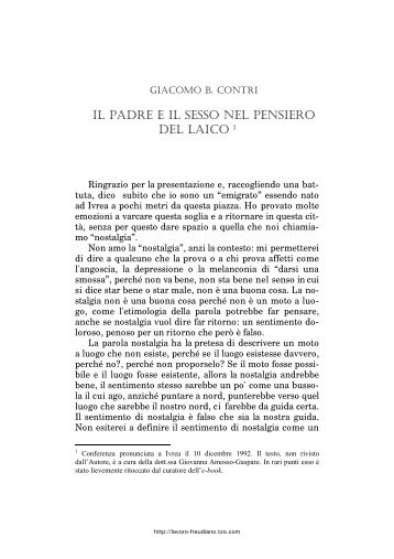 Giacomo B. Contri, Il Padre e il sesso - Associazione Psicoanalitica ...