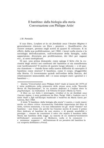 Philippe Ariès, Conversazione sul bambino - Associazione ...