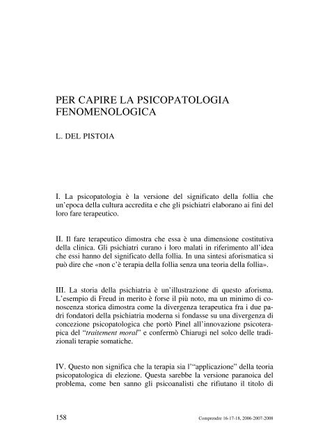 Per Capire La Psicopatologia Fenomenologica Rivista Comprendre