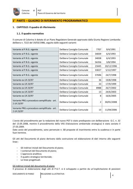 pgt piano di governo del territorio - Comune di Colorina (SO)