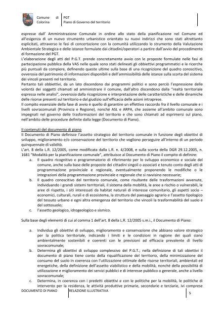 pgt piano di governo del territorio - Comune di Colorina (SO)