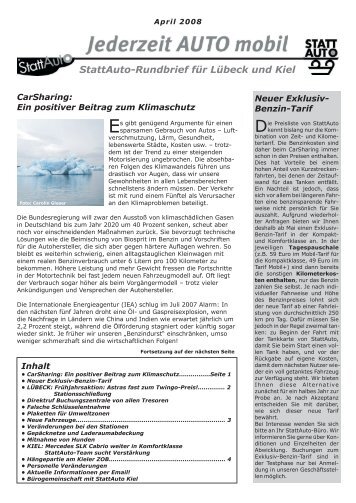 StattAuto-Rundbrief für Lübeck und Kiel - StattAuto Lübeck