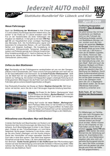 [PDF] StattAuto-Rundbrief für Lübeck und Kiel - StattAuto Lübeck