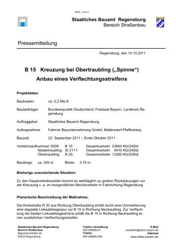 B15 Obertraubling - Staatliches Bauamt Regensburg - Bayern