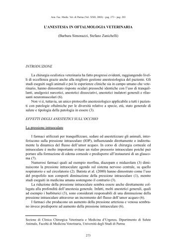 L'ANESTESIA IN OFTALMOLOGIA VETERINARIA - Università degli ...