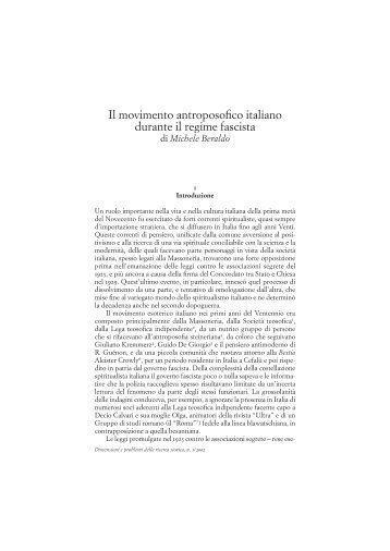 Il movimento antroposofico italiano durante il regime fascista