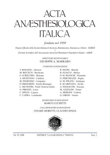 acta anaesthesiologica italica n. 1-2008 - Siared