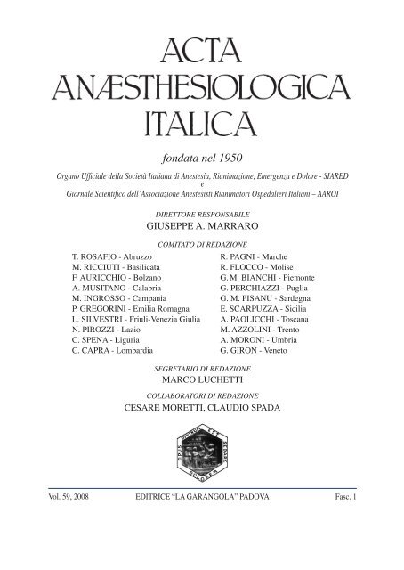 acta anaesthesiologica italica n. 1-2008 - Siared