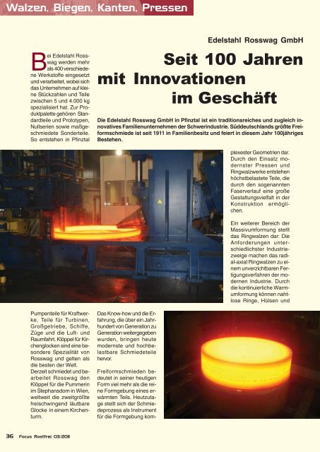 aktuellen Ausgabe 3/2011 von Focus Rostfrei - Edelstahl Rosswag