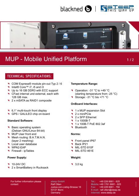 MUP – Mobile Unified Platform brochure - Steep