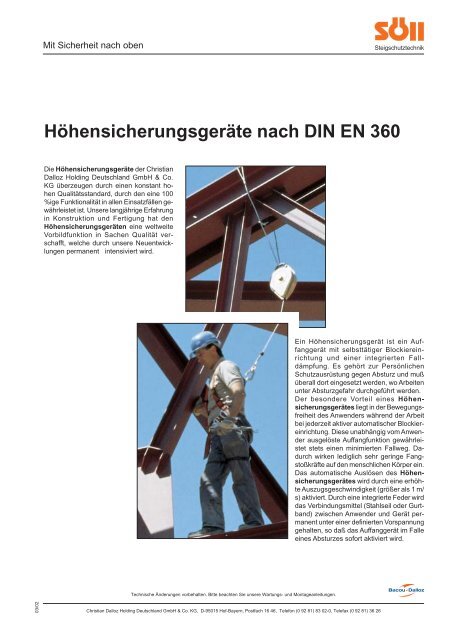 Höhensicherungsgeräte nach DIN EN 360 - Söll