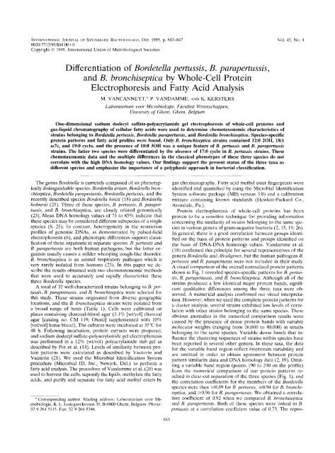 Differentiation of Bordetella pertussis, B. parapertussis,