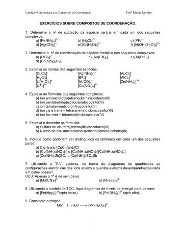 Lista de Exercícios Cap.6 - Universidade Federal do Pará