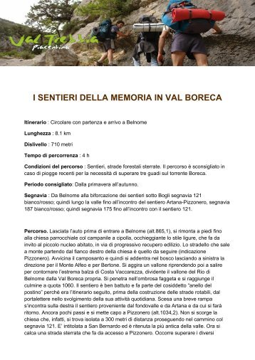 Val Boreca. I sentieri della memoria - screenshot valtrebbiainfo.it