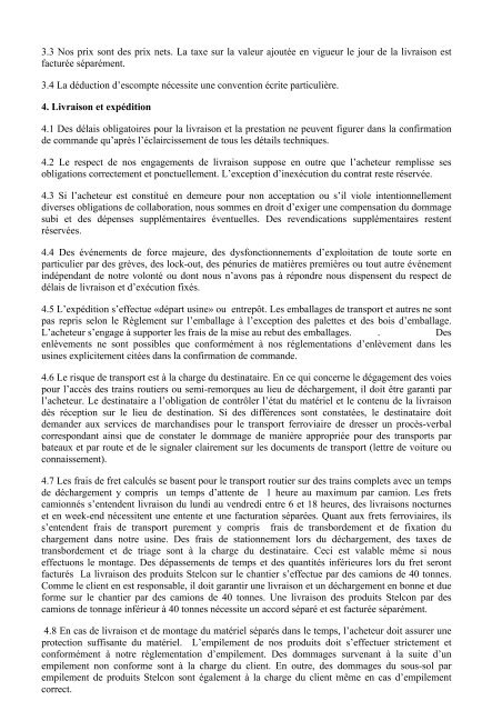 Stelcon Conditions generales de vente et de livraison - BTE Stelcon ...