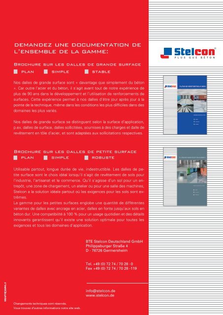 Produits pour l'environnement et le transport - BTE Stelcon ...