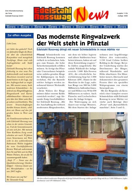 Das modernste Ringwalzwerk der Welt steht in ... - Edelstahl Rosswag