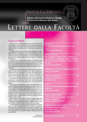 LETTERE 2004 06.pdf - Facoltà di Medicina e Chirurgia - Università ...