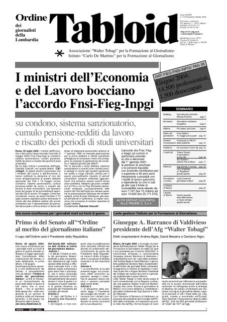 Settembre - Ottobre 2004 - Ordine dei Giornalisti