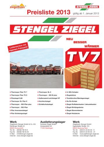 Preisliste 2013 - Stengel Ziegel