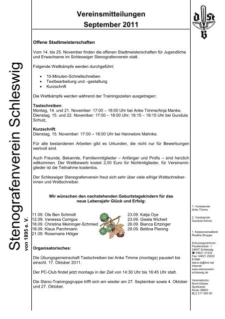 September - Stenografenverein Schleswig von 1895 e. V.