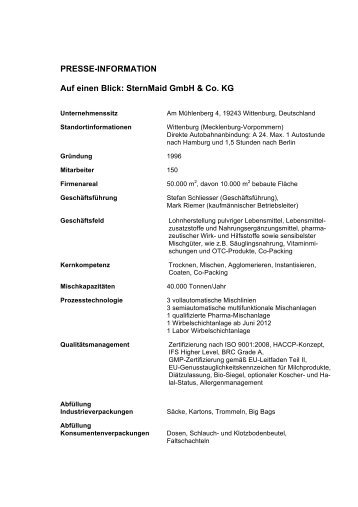 SternMaid Daten und Fakten Download PDF, 57 KB