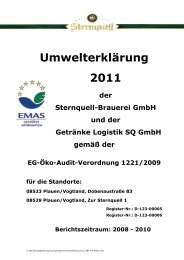 Umwelterklärung 2011 - Sternquell-Brauerei GmbH
