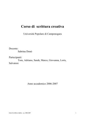 Corso di scrittura creativa - Università Popolare di Camponogara