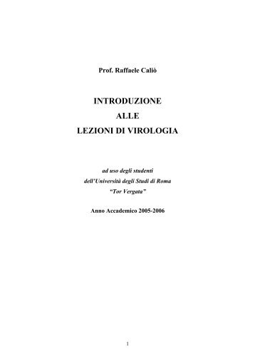 introduzione alle lezioni di virologia - Microbiologiatorvergata.It