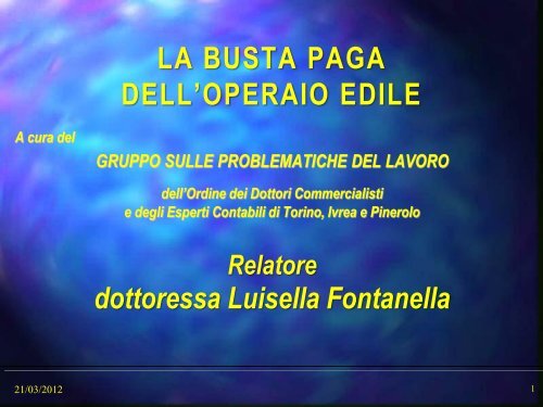 La busta paga dell'operaio edile - Ordine dei Dottori Commercialisti ...