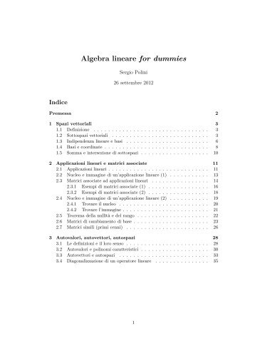 Algebra lineare for dummies