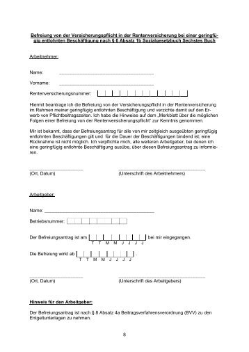 Minijob Befreiung von der Rentenversicherungspflicht - Was ist zu ...