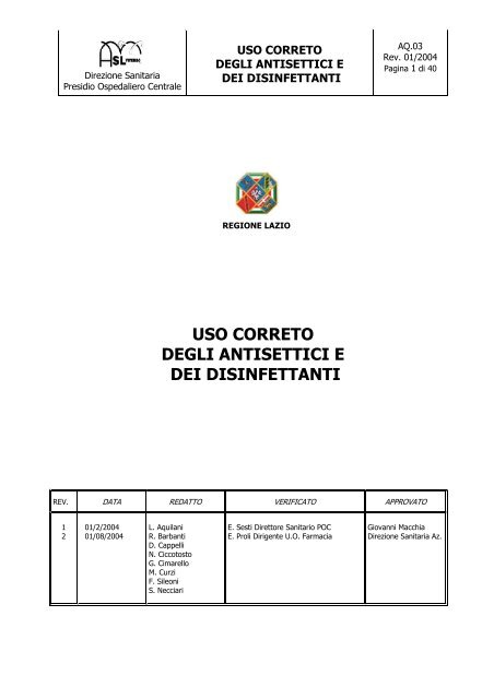 antisettici e disinfettanti.pdf - ASL Viterbo