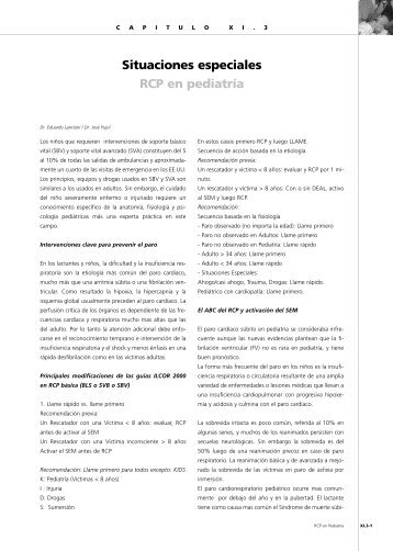 Situaciones especiales RCP en pediatría - Fac