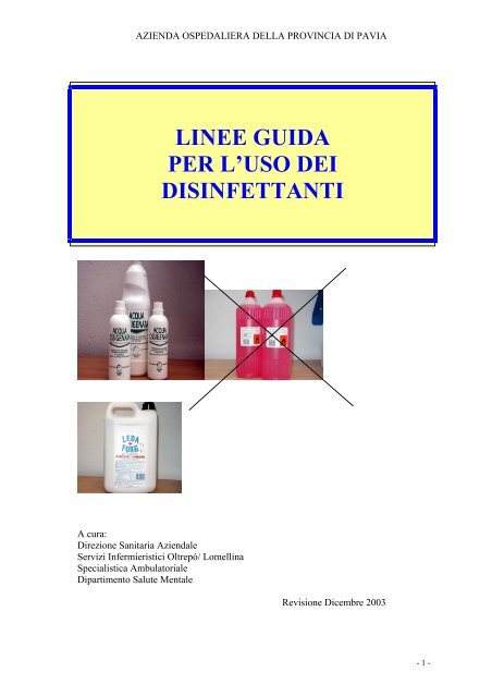 LINEE GUIDA PER L'USO DEI DISINFETTANTI - ASL Pavia