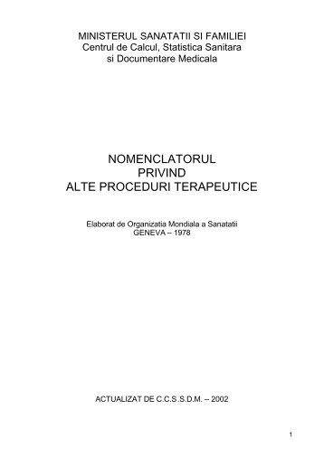 nomenclator alte proceduri terapeutice - DRG