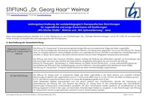 Leistung- beschreibung - Stiftung »Dr. Georg Haar