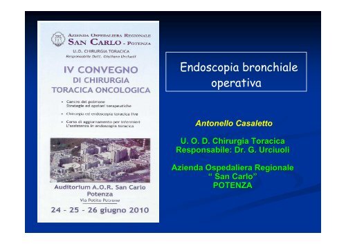 Broncoscopia operativa - Ospedale San Carlo