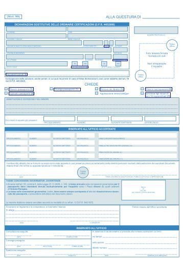 Modulo per la richiesta del passaporto - Comune di Corbetta