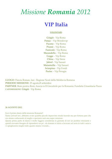 diario - VIP MISSIONE