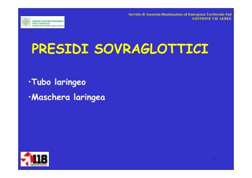 Gestione vie aeree con presidi di base e tubo laringeo - 118er