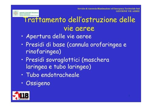 Gestione vie aeree con presidi di base e tubo laringeo - 118er