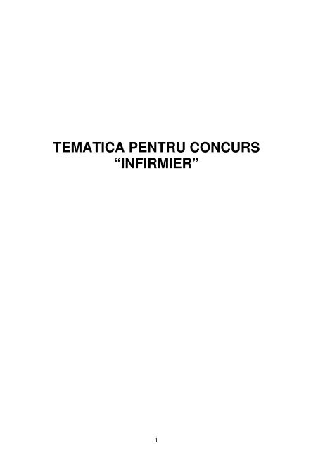 TEMATICA PENTRU CONCURS “INFIRMIER”