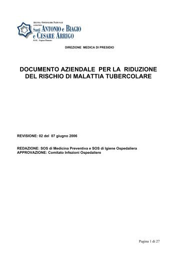 documento aziendale per la riduzione del rischio di malattia ...