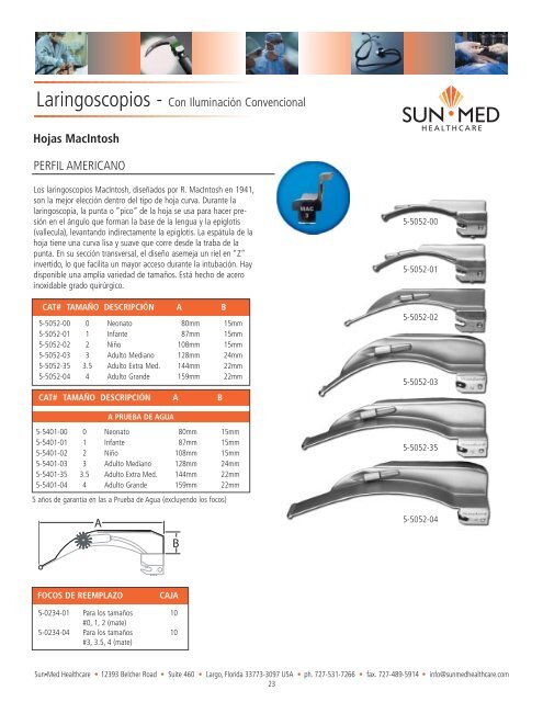 Hojas MacIntosh Laringoscopios - SunMed Healthcare