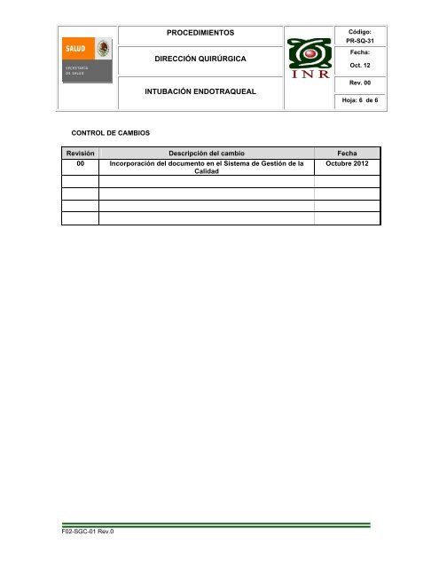 PR-SQ-31 Intubación Endotraqueal en el Paciente Adulto - Inicio