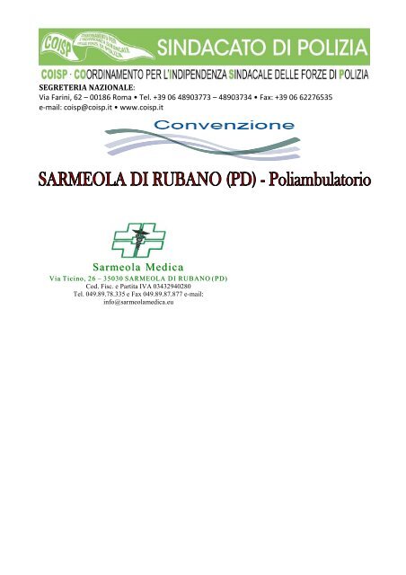 SARMEOLA DI RUBANO PD - Poliambulatorio Sarmeola ... - Coisp