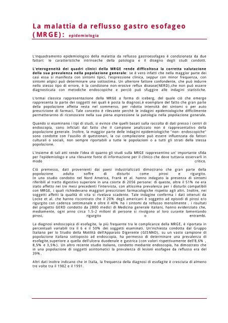 grado di trattamento dellesofagite e dieta