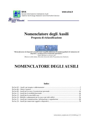 Riclassificazione degli ausili: Il nuovo Nomenclatore ... - Portale SIVA