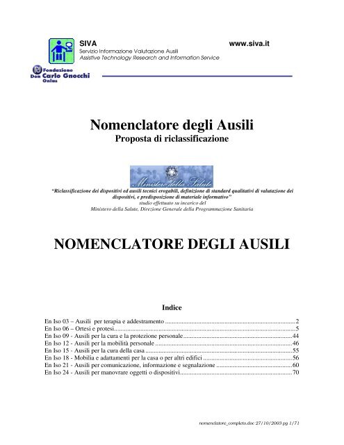 Riclassificazione degli ausili: Il nuovo Nomenclatore ... - Portale SIVA